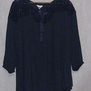 Crown & Ivy Dark Blue Elbow sleeves blouse size 1X